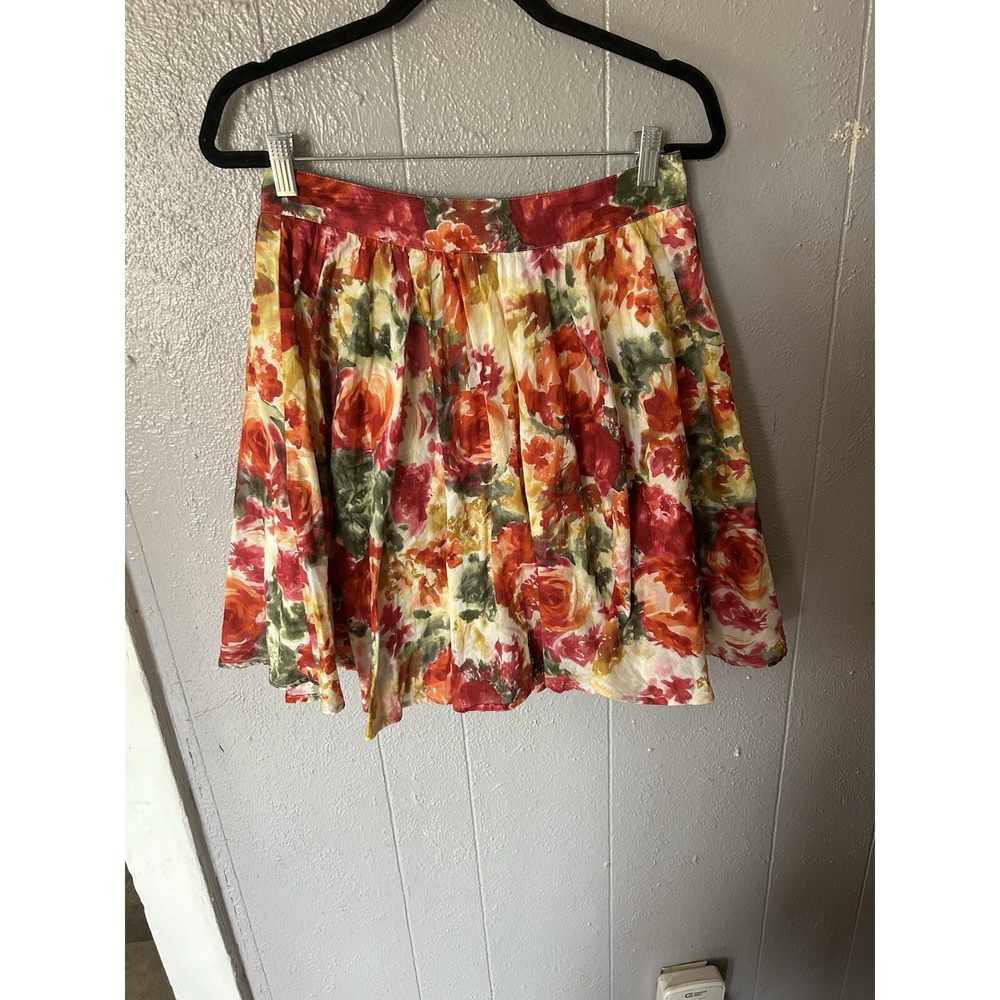 Lily White Womens Mini Skirt Size S Cottagecore‎ Floral Boho Multicolor 90s Art